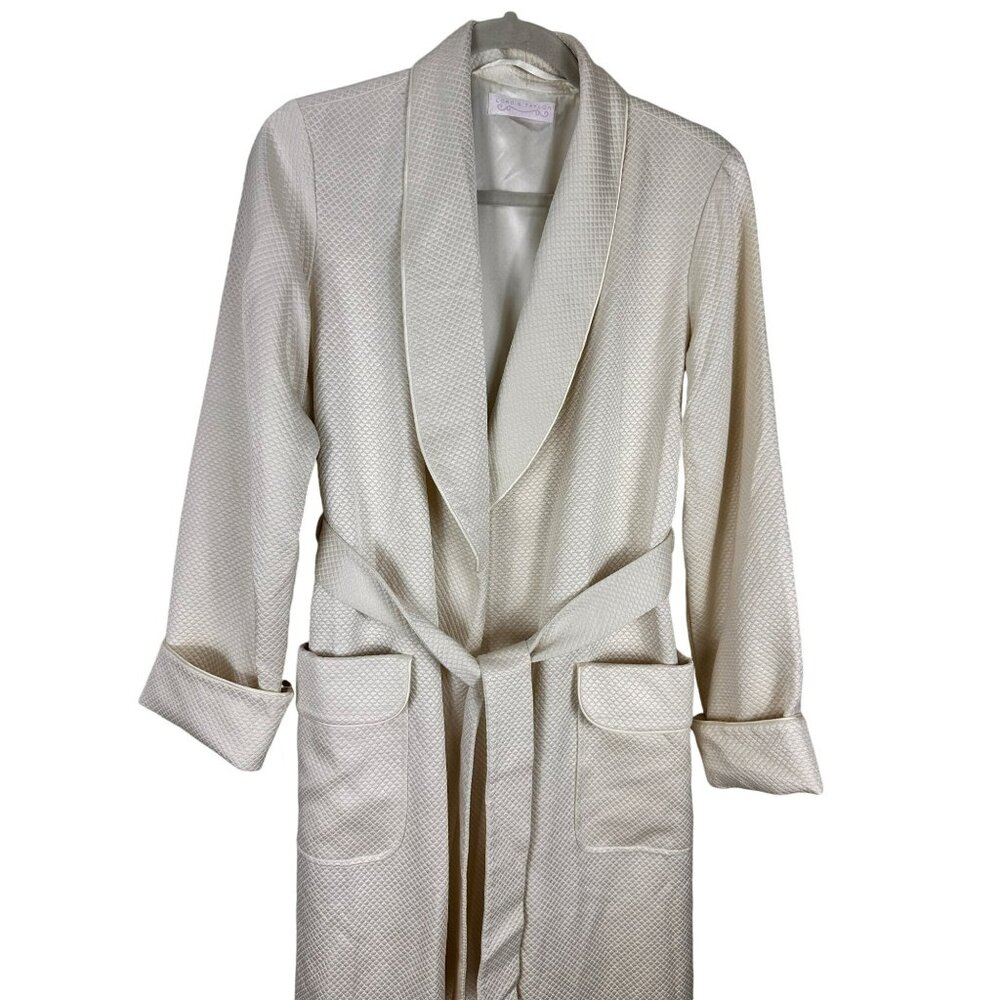 Lord & Taylor Silky Blend Long Robe Women's Size Small Beige Belted Nightgown - Picture 4 of 13